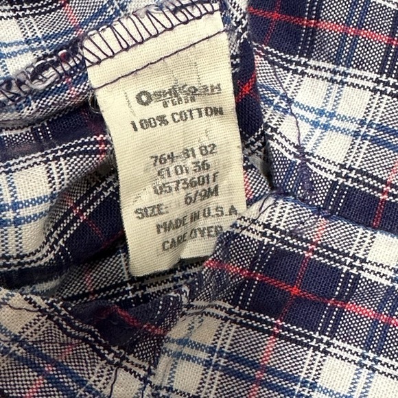 Vintage OshKosh B'gosh Blue Plaid Overalls | 6-9 Months - Picture 3 of 4